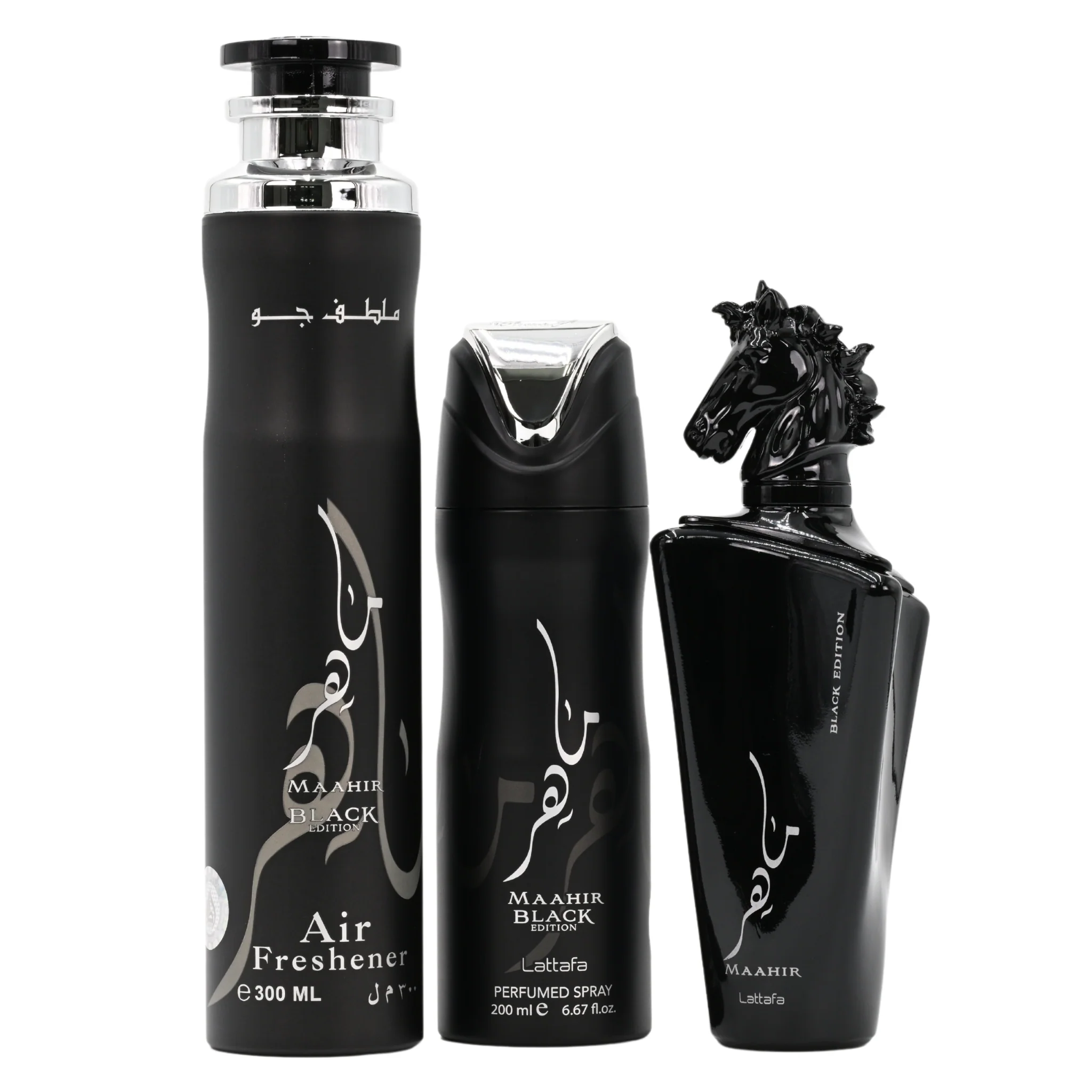 Maahir Black Edition by Lattafa for Unisex 3pcs Gift set New in Box - Image 3